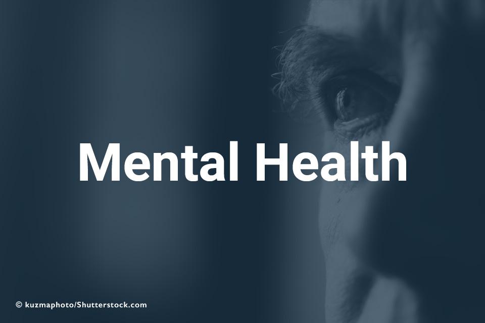 Mental Health on background of closeup of man's face